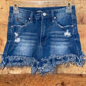 A'2nd Denim Fringe Shorts